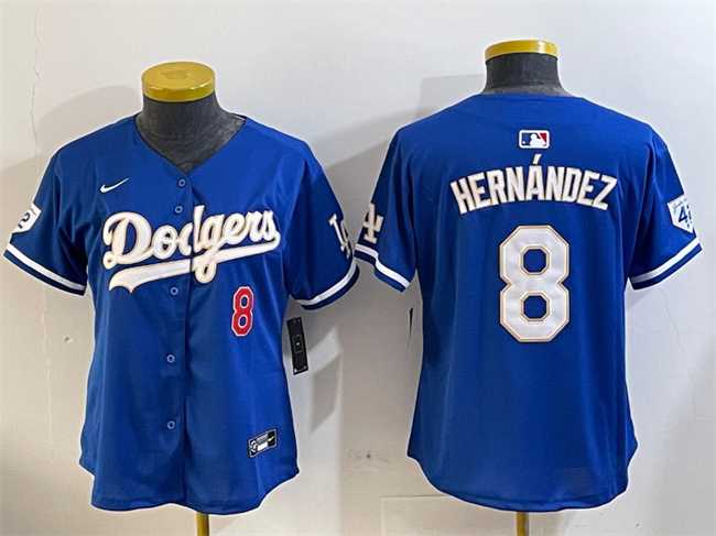 Womens Los Angeles Dodgers #8 Enrique Hernandez Blue 2024 Jackie Robinson Patch Limited Stitched Baseball Jersey